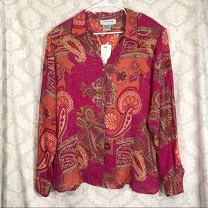 Liz & Me sheer paisley  blouse 16W Brand New